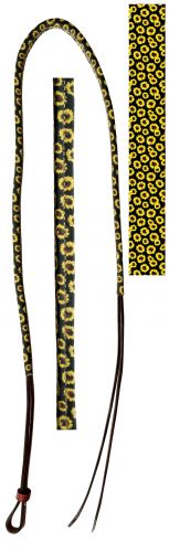 176990: Showman® 4ft Leather over & under with leather sunflower print overlay Whip Showman