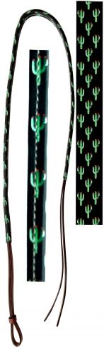 176997: Showman® 4ft Leather over & under with leather cactus print overlay Whip Showman