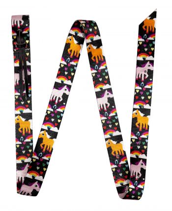 177129: Showman® PONY Premium Quality Pony & Heart Print Nylon tie Strap Primary Showman