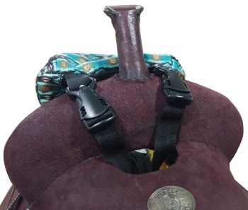 177200: Showman ® Teal Southwest Design Print Insulated Nylon Saddle Pouch Primary Showman