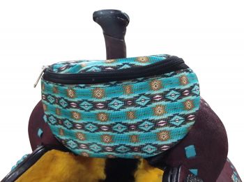 177200: Showman ® Teal Southwest Design Print Insulated Nylon Saddle Pouch Primary Showman