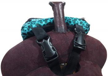 177234: Showman ® Teal Cheetah Print Insulated Nylon Saddle Pouch Primary Showman