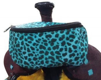 177234: Showman ® Teal Cheetah Print Insulated Nylon Saddle Pouch Primary Showman