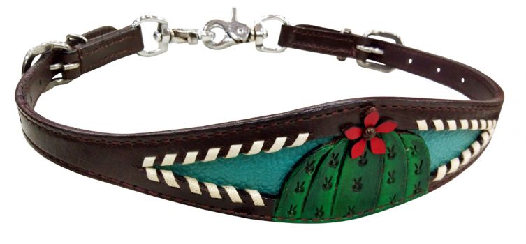 177255: Showman ® Leather wither strap with painted cactus and red flower accent Primary Showman