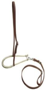 177263: Showman ® Argentina Cow Leather Adjustable Rubber Covered Noseband and Tie Down Tie Down Showman