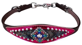 177665: Showman ® Rainbow Metallic & pink metallic wither strap with accent concho Primary Showman