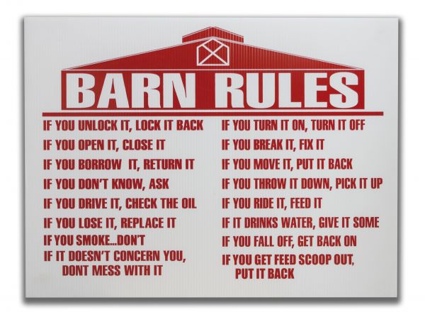 18" x 24" Barn rules sign Default Shiloh