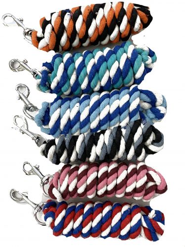 19006: Multi Color 8ft cotton lead featuring a swivel bolt snap Primary Showman Saddles and Tack