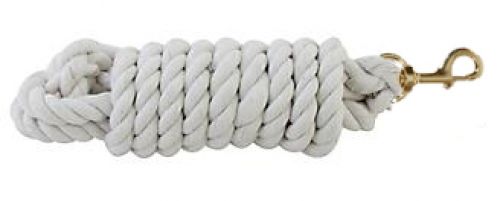19011: 8' White Braided Cotton Lead Rope with Brass Snap Primary Showman Saddles and Tack