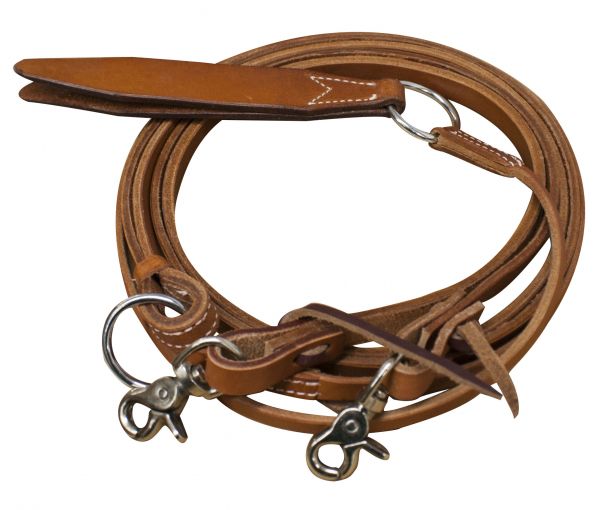 19059: Showman ® Argentina cow leather romal reins with leather popper Reins Showman