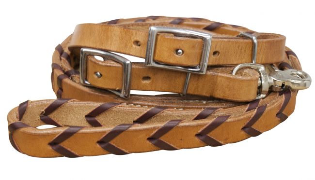 19063: Showman ® 8ft Argentina cow leather braided rein Reins Showman