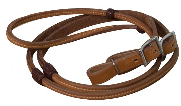 19068: Showman ® 8ft Argentina cow leather reins with burgundy braided rawhide accents and Conway Reins Showman