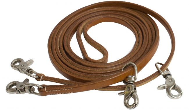 19070: Showman ® 11 ft Argentina cow leather draw reins Draw Reins Showman