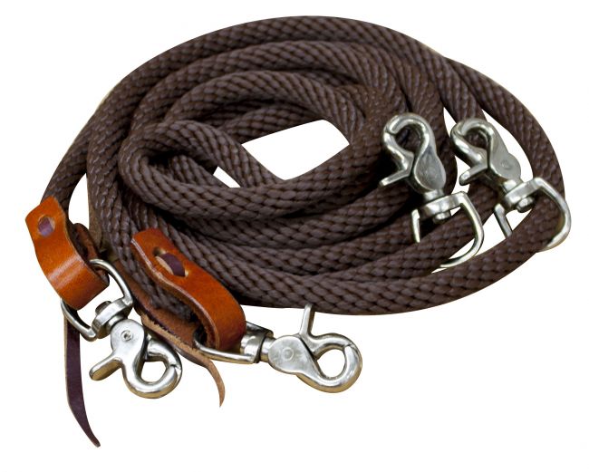 19086: Showman ® 11 ft round braided nylon draw reins Draw Reins Showman