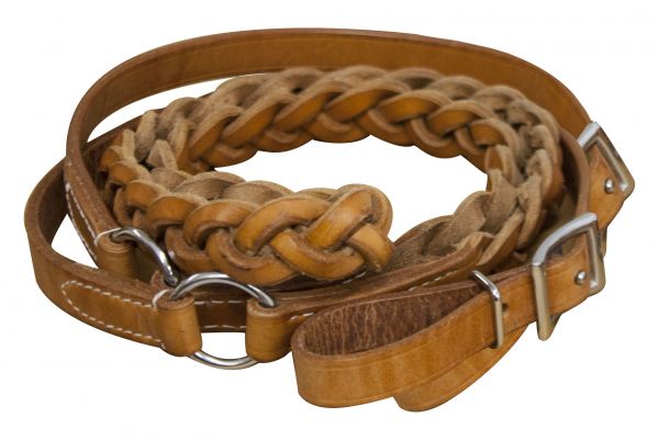 19101: Showman ® 7ft Agentina cow leather contest reins Reins Showman
