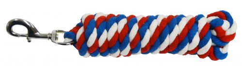 19150: Showman ® 10' red, white and blue braided cotton lead with swivel bolt snap Primary Showman