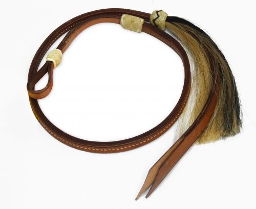 19178: Showman ® 4 ft leather Over & Under whip with horse hair tassel Whip Showman