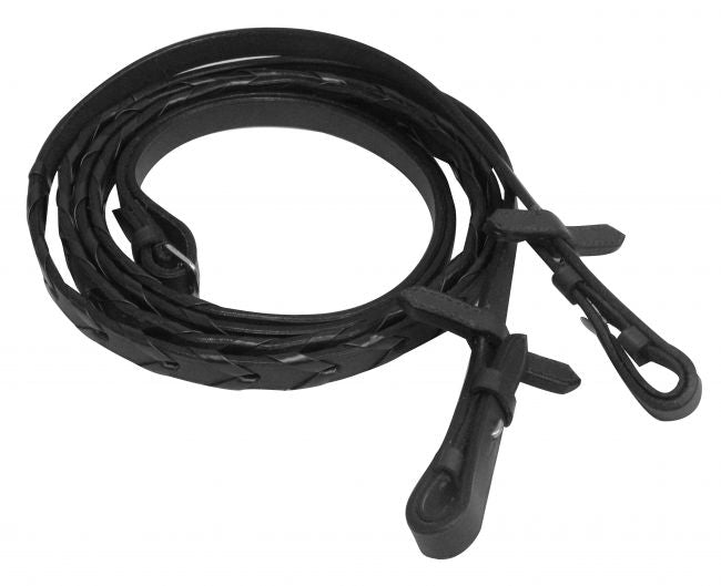 19199: 60" Laced leather English reins with sewn rein stoppers Primary Showman Saddles and Tack