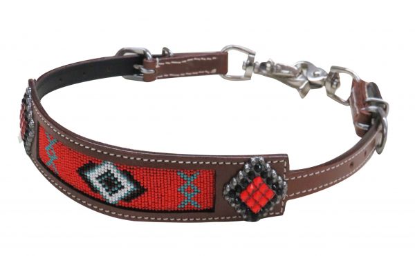 19282: Showman® Beaded Navajo wither strap with crystal rhinestone conchos Primary Showman
