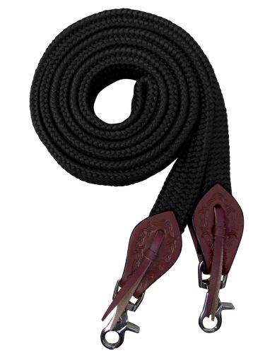 19595: Showman ® 8' flat cotton roping/barrel reins with scissor snap ends Reins Showman
