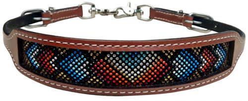 19610: Showman ® wither strap with rainbow crystal rhinestone diamond design inlay Wither Strap Showman
