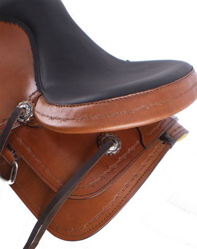 19616: 16" Circle S Trail Saddle with barbwire trim Pleasure Saddle Circle S