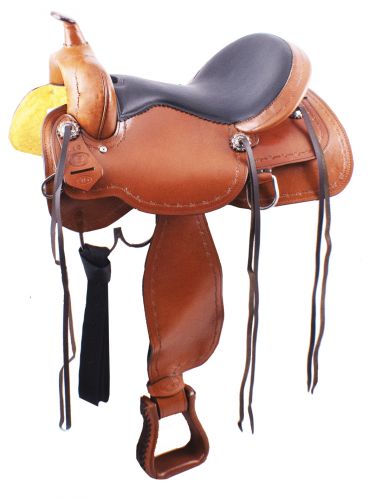 19616: 16" Circle S Trail Saddle with barbwire trim Pleasure Saddle Circle S