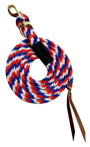 19633: Showman ® 8' red, white, and blue poly lead rope with removable brass snap Primary Showman