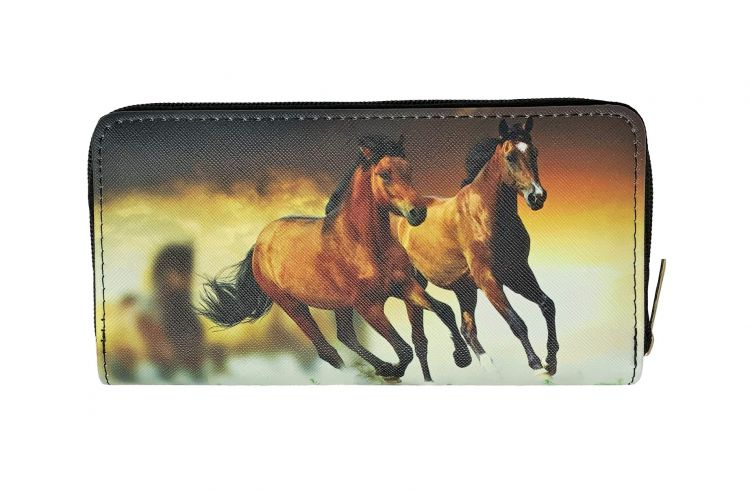 2 Horse Running Printed Zipper Wallet Default Shiloh