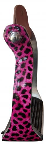 20209: Showman ® Teal or Pink Cheetah print stirrups Stirrups Showman