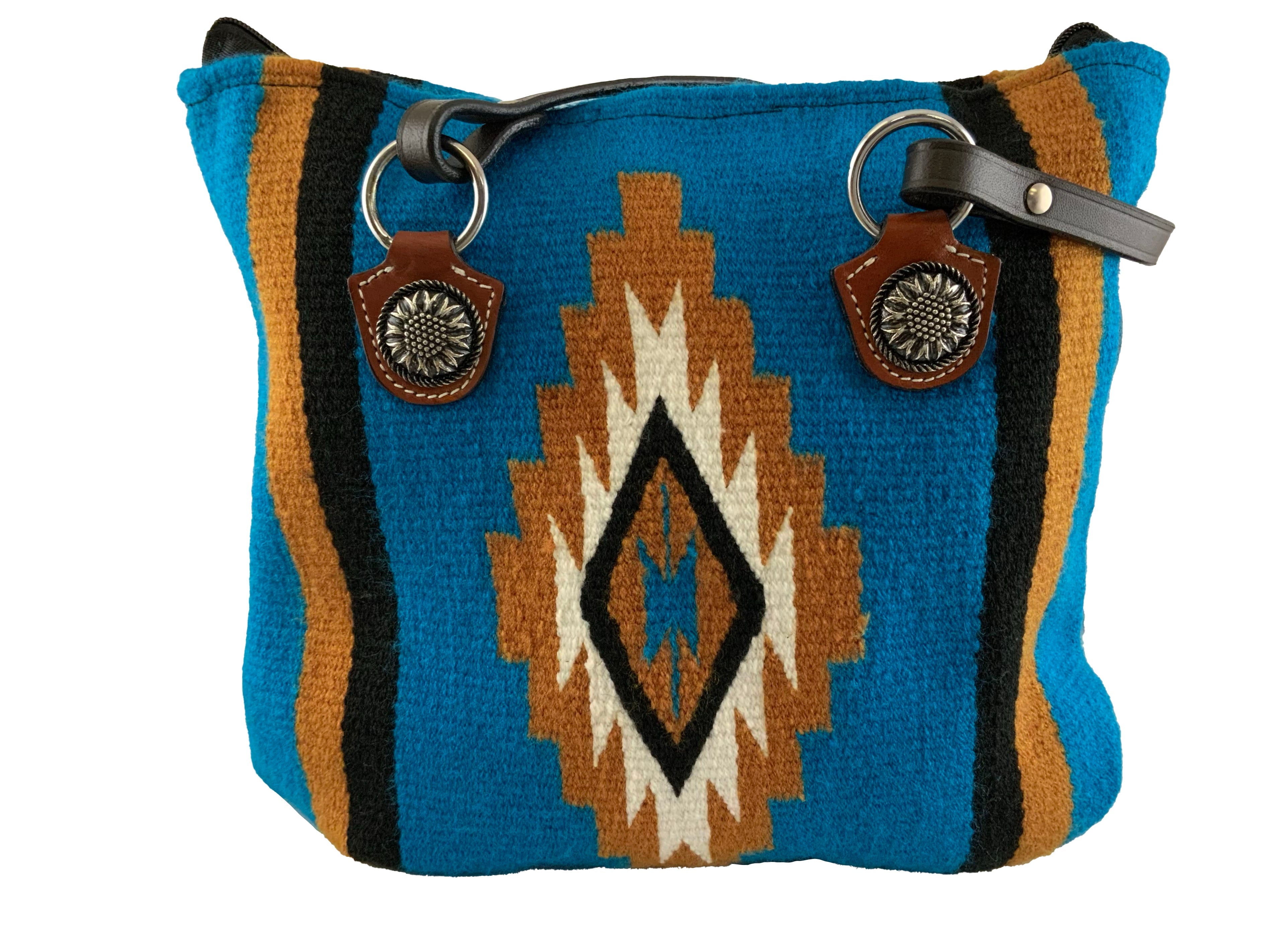 202618: Showman ® Southwest Saddle blanket handbag with genuine leather handle with sunflower conc Primary Showman