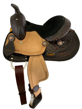 20310: 10" Double T Pony Saddle Set With Diamond Tooling Youth Saddle Double T