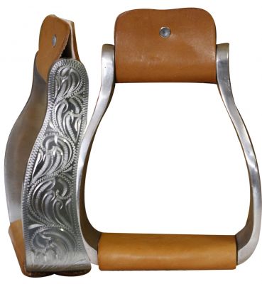 22132: Aluminum engraved off set stirrups Stirrups Showman