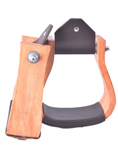 22167: Showman ® Curved Ashwood wooden stirrup with leather tread Primary Showman