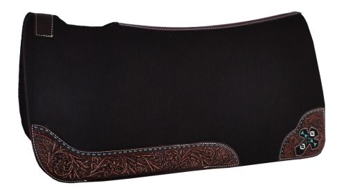 23041: Showman ® 31" X 32" x 1" felt pad with beaded cross inlay Western Saddle Pad Showman