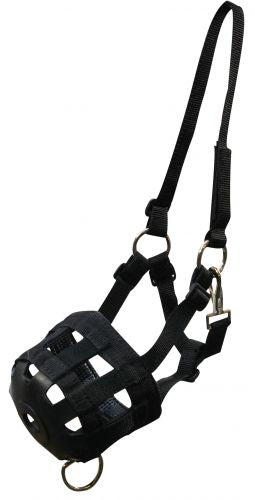 23335: Showman™ adjustable nylon grazing muzzle with throat latch Primary Showman