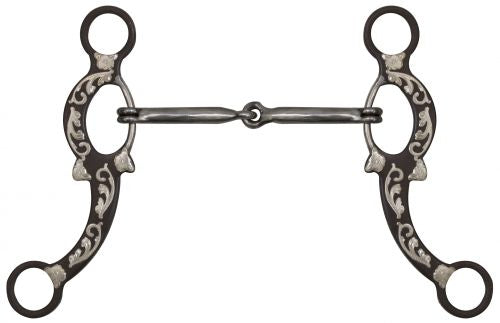 237040: Showman ® 5" Brown Snaffle Bit with Engraved Silver Overlays Bits Showman