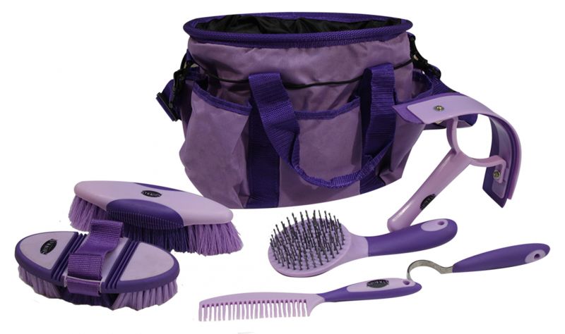 24001: Showman™ 6 piece soft grip grooming kit with nylon carrying bag Grooming Kit Showman