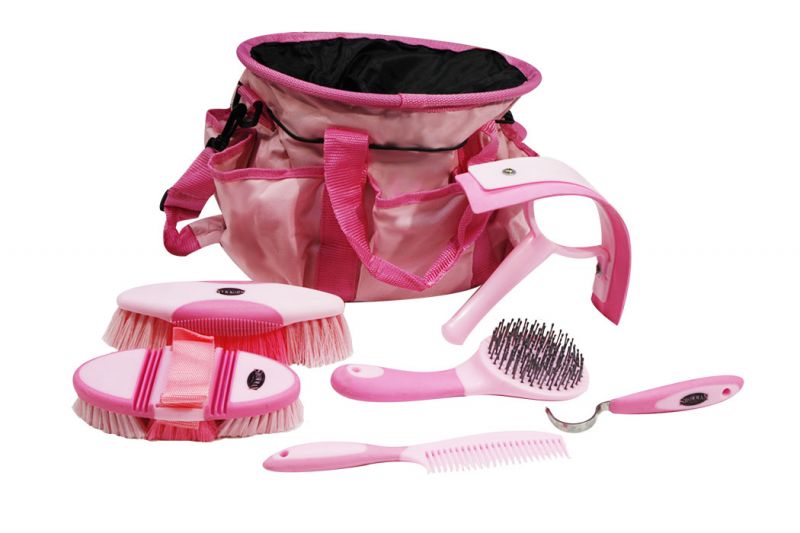 24001: Showman™ 6 piece soft grip grooming kit with nylon carrying bag Grooming Kit Showman