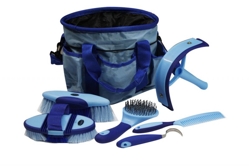 24001: Showman™ 6 piece soft grip grooming kit with nylon carrying bag Grooming Kit Showman