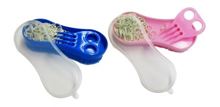 24010: Stiff Bristle Curry Brush with rubber band and comb Primary Showman Saddles and Tack