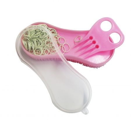 24010: Stiff Bristle Curry Brush with rubber band and comb Primary Showman Saddles and Tack