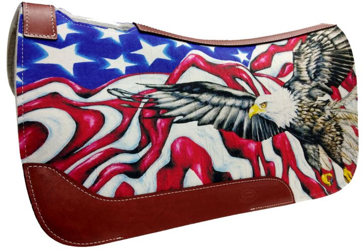 24023: Showman 31 x 32 Patriotic printed solid felt saddle pad Western Saddle Pad Showman