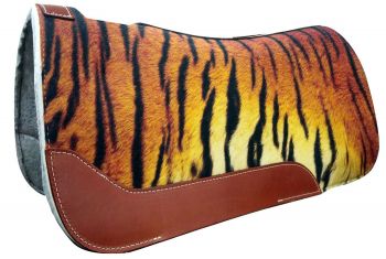 24061: Showman ® 31" X 32" Tiger Printed Solid Felt Saddle Pad Western Saddle Pad Showman