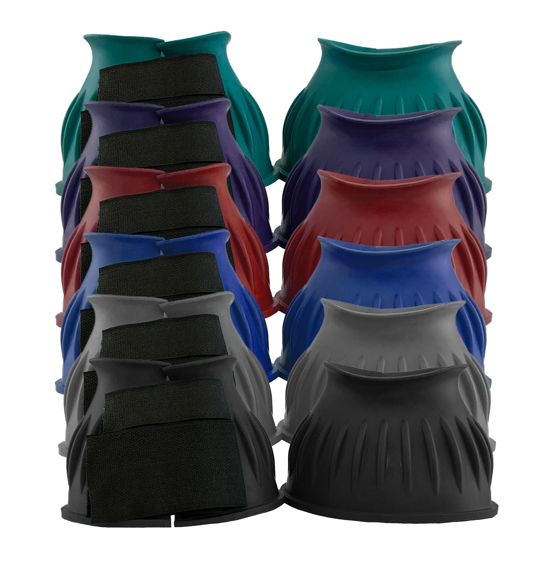 24280: Rubber Bell Boots in various colors with Double Velcro Closure Bell Boot Showman Saddles and Tack