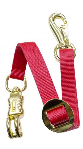 243405: 1" x 24" fully adjustable flat nylon trailer tie with quick release brass panic snap and b Primary Showman Saddles and Tack