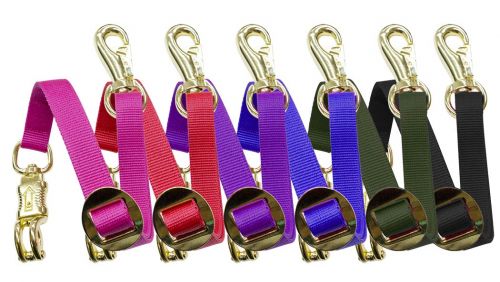 243405: 1" x 24" fully adjustable flat nylon trailer tie with quick release brass panic snap and b Primary Showman Saddles and Tack