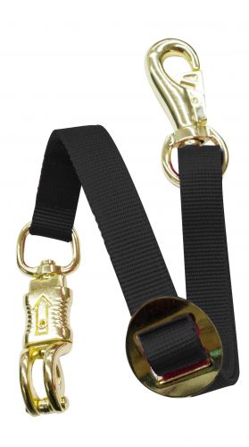 243405: 1" x 24" fully adjustable flat nylon trailer tie with quick release brass panic snap and b Primary Showman Saddles and Tack