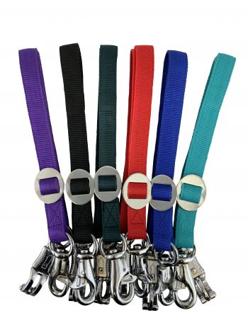 243407: 1" x 24" fully adjustable nylon trailer tie with quick release panic snap and bull snap Primary Showman Saddles and Tack