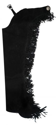 2442: Showman® Suede leather chaps with fringe down each leg Leather Chinks Showman